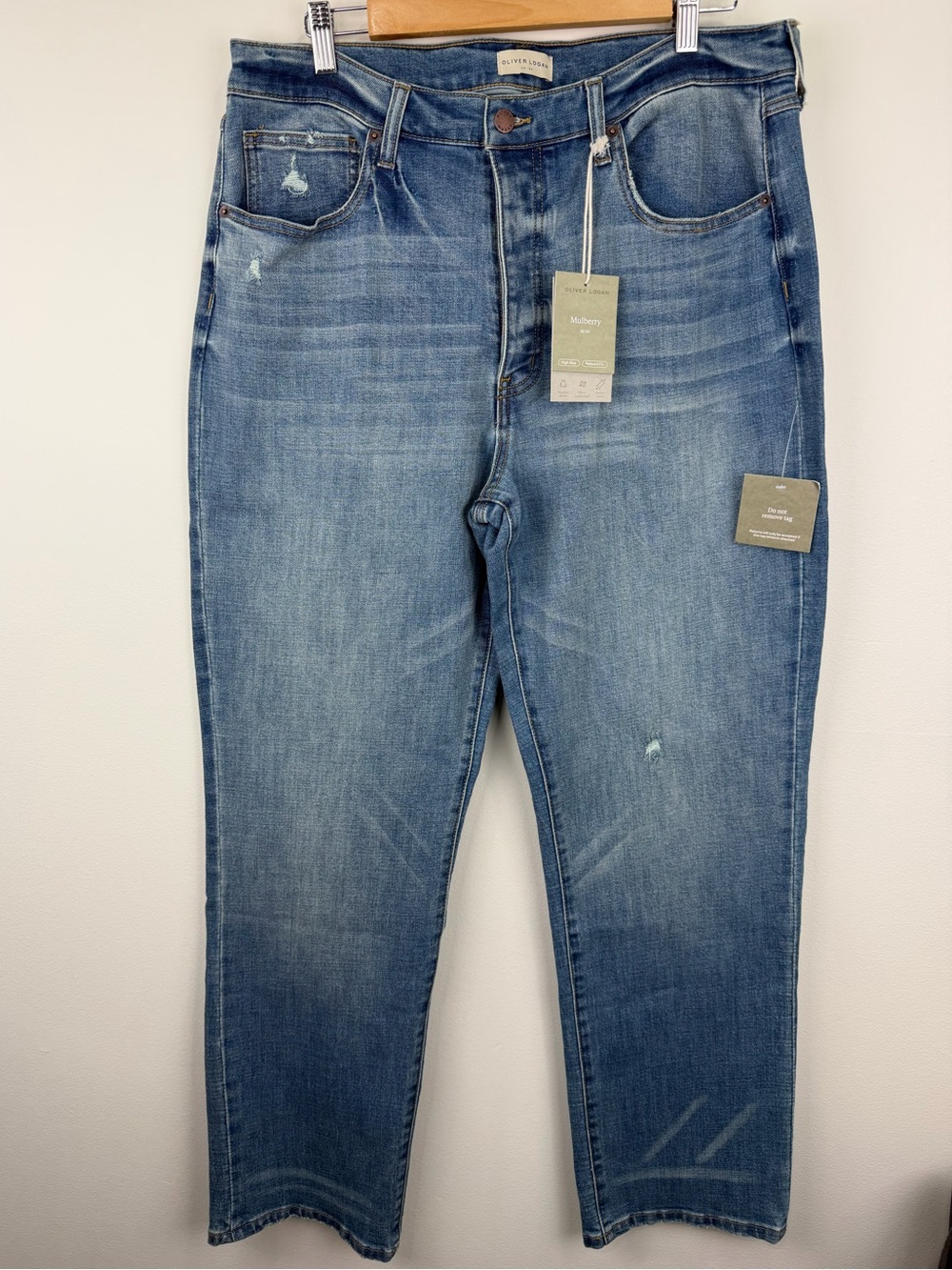 Oliver Logan Mulberry High Rise Straight Leg Jeans Classic Blue 18/34 NWT